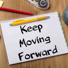 Keep Moving Forward - Note Pad With Text On Wooden Table - with office tools